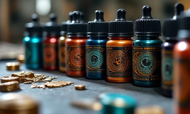 Zestaw farb hurtowych na stole warsztatowym